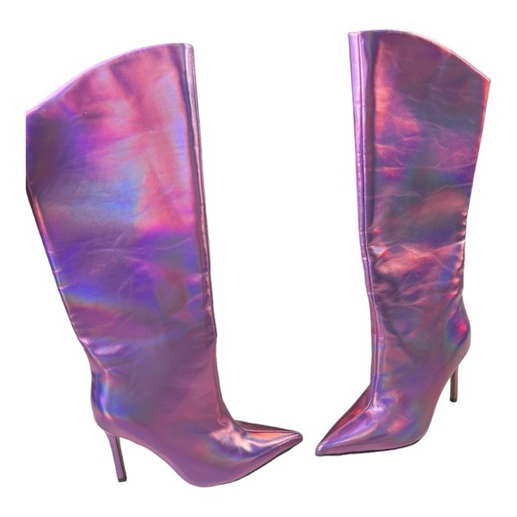 Steve Madden Sarina Iridescent Point Toe Boots - Pink Womens Size 6.5M NEW - Picture 15 of 16